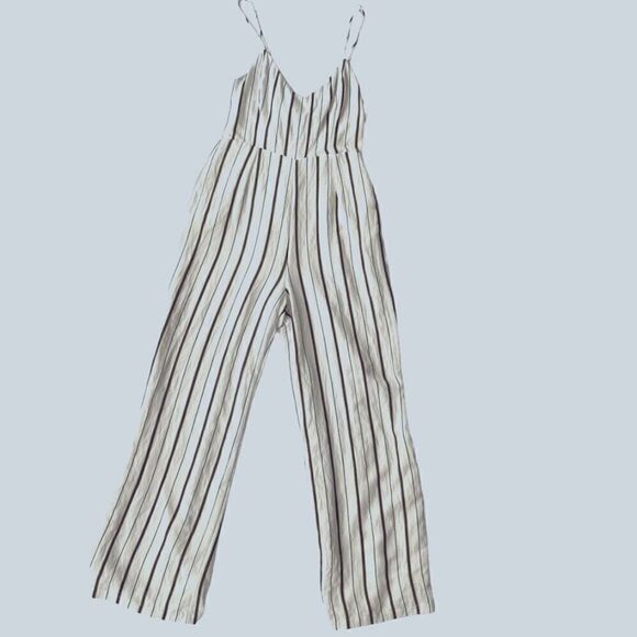 Lush Nordstrom White Jumpsuit Striped Cutout Wide Leg SZ S - Picture 11 of 12